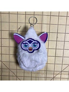 Furby Plush Keychain With Clip - White & Pink - Hasbro 2023 - Soft & Cute Access